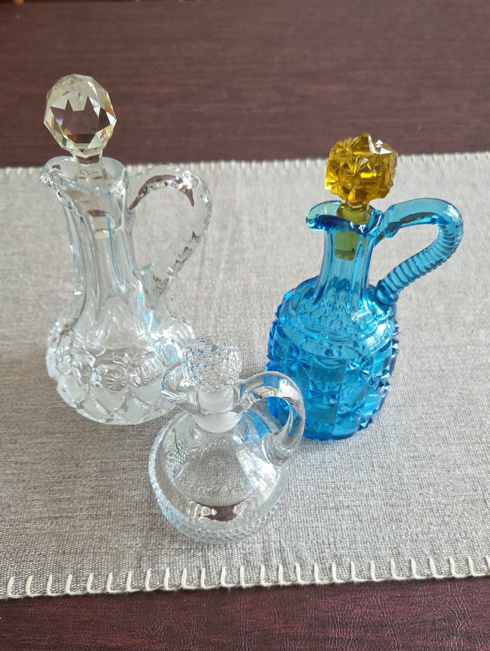 Vintage- 3- Glass Cruets